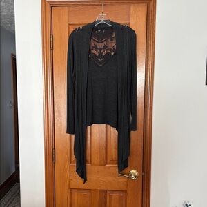 Chic Black Lace Women's Cardigan